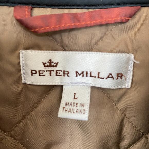 Peter Millar Suffolk Quilted Car Coat Men Size L Black Barn Puffer Jacket Preppy - Picture 7 of 12